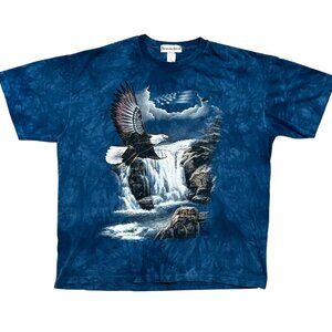 The-Mountain Y2K Bald Eagle Smoky Seventh Ave Tie-Dye Graphic T-Shirt, Men's XL